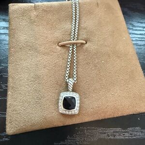 David Yurman  Black and Silver Pendant Necklace